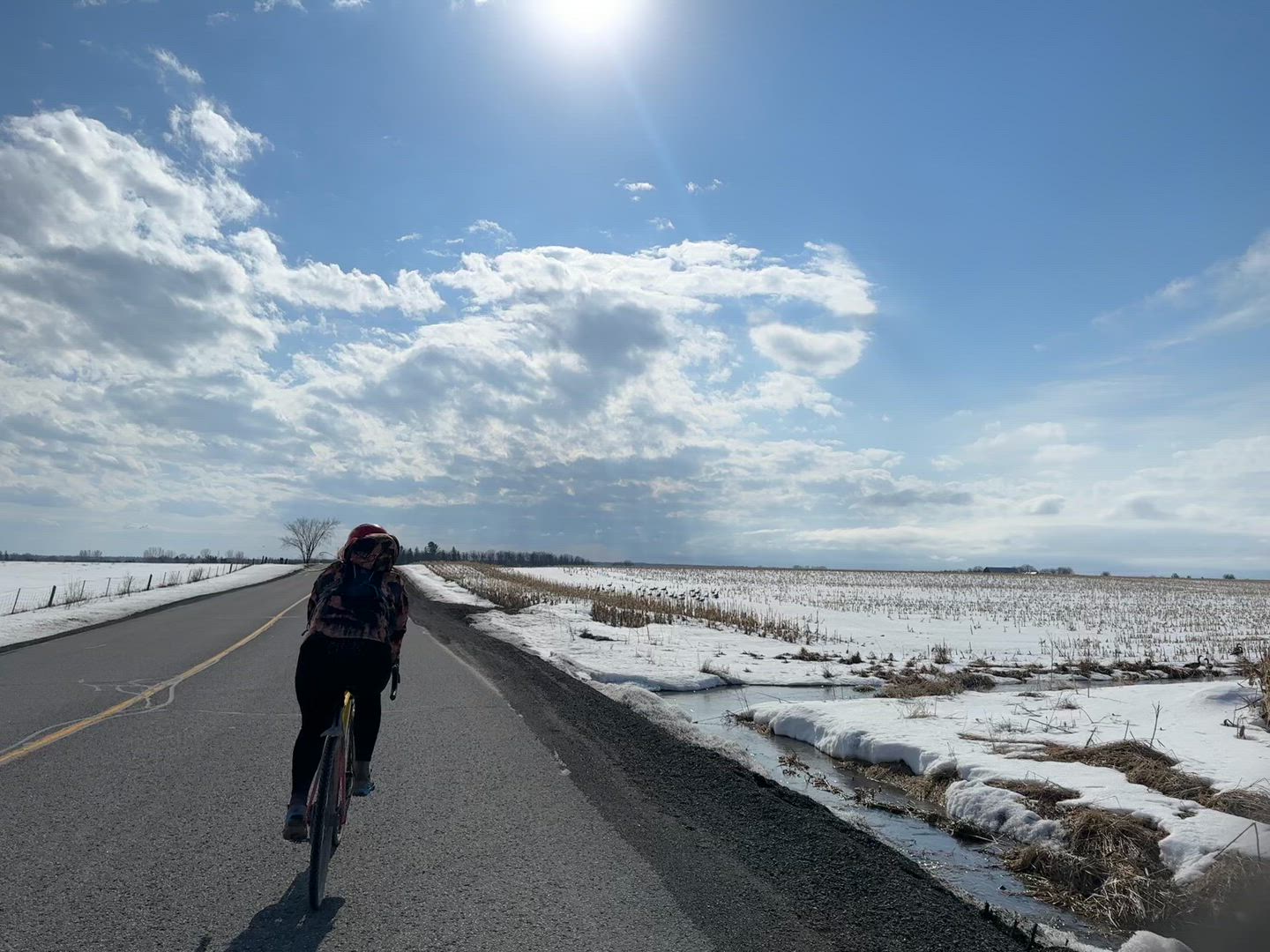 Riding through snow fields