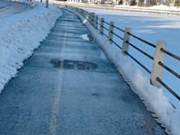 Riding by the canal in winter