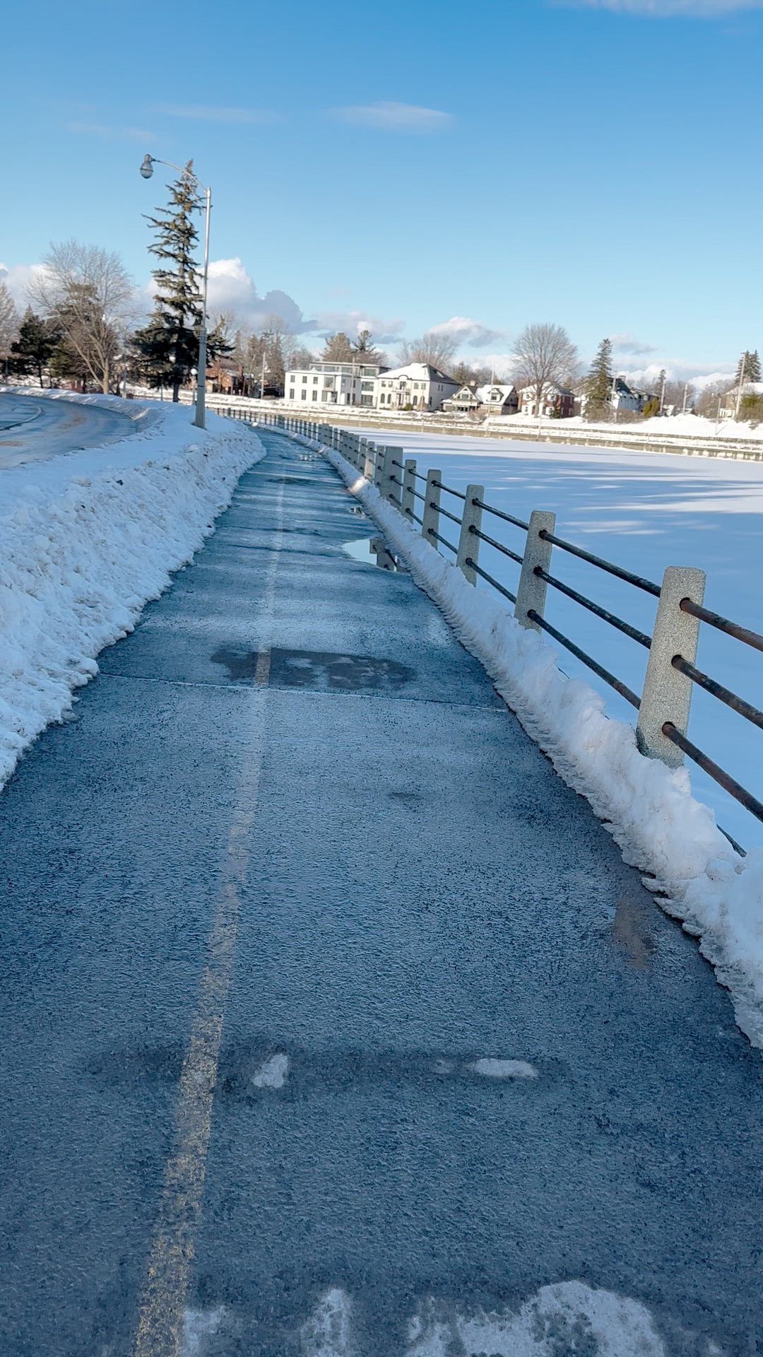 Riding by the canal in winter
